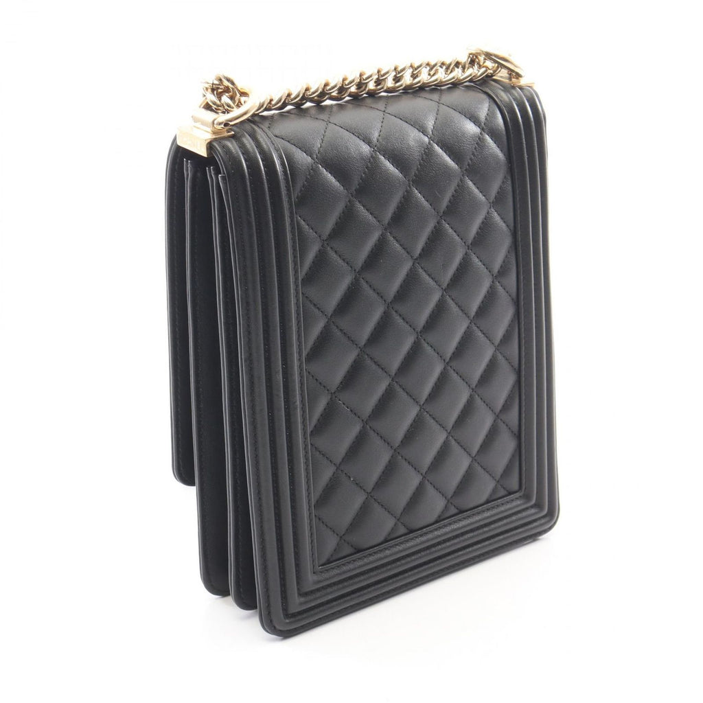 Chanel Shoulder Bag Boy Quilted Black Lambskin Boy Chain — view 2