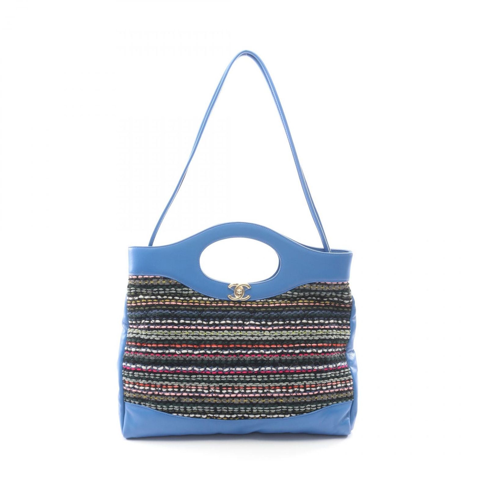 Chanel Shoulder Bag 31 Quilted 2-Way Blue Multi Lambskin Fabric 31 Large