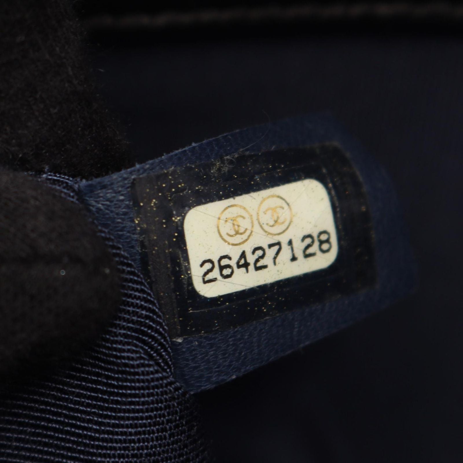 Chanel Shoulder Bag Blanc Stitch Navy Leather Small — view 6