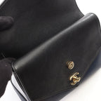 Chanel Shoulder Bag Blanc Stitch Navy Leather Small — view 7