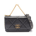 Chanel Shoulder Bag 19 Dizeneuf Quilted 2-Way Black Lambskin 19 Chain Wallet
