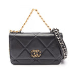 Chanel Shoulder Bag 19 Dizeneuf Quilted 2-Way Black Lambskin 19 Chain Wallet