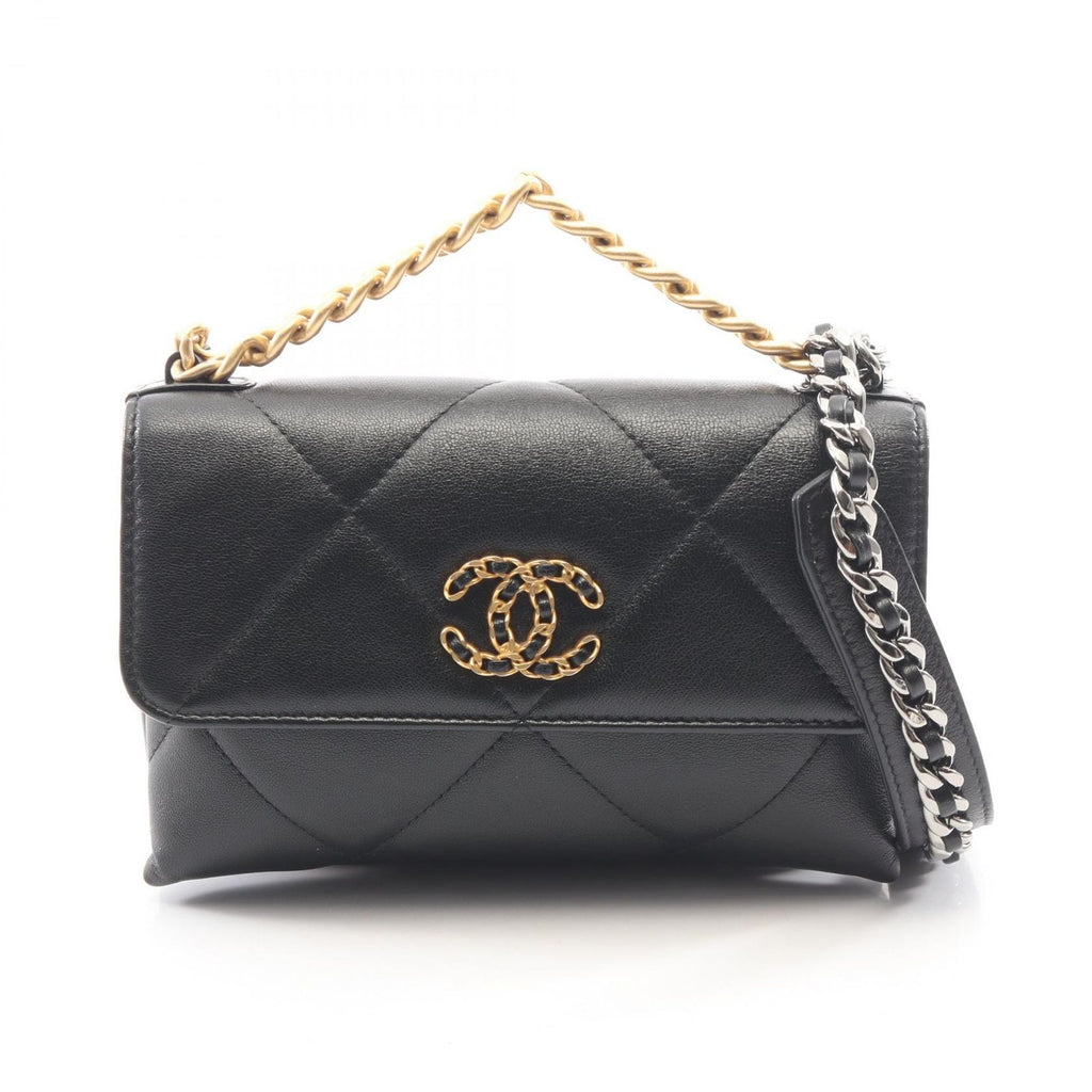 Chanel Shoulder Bag 19 Quilted 2-Way Black Lambskin 19 Mini Chain