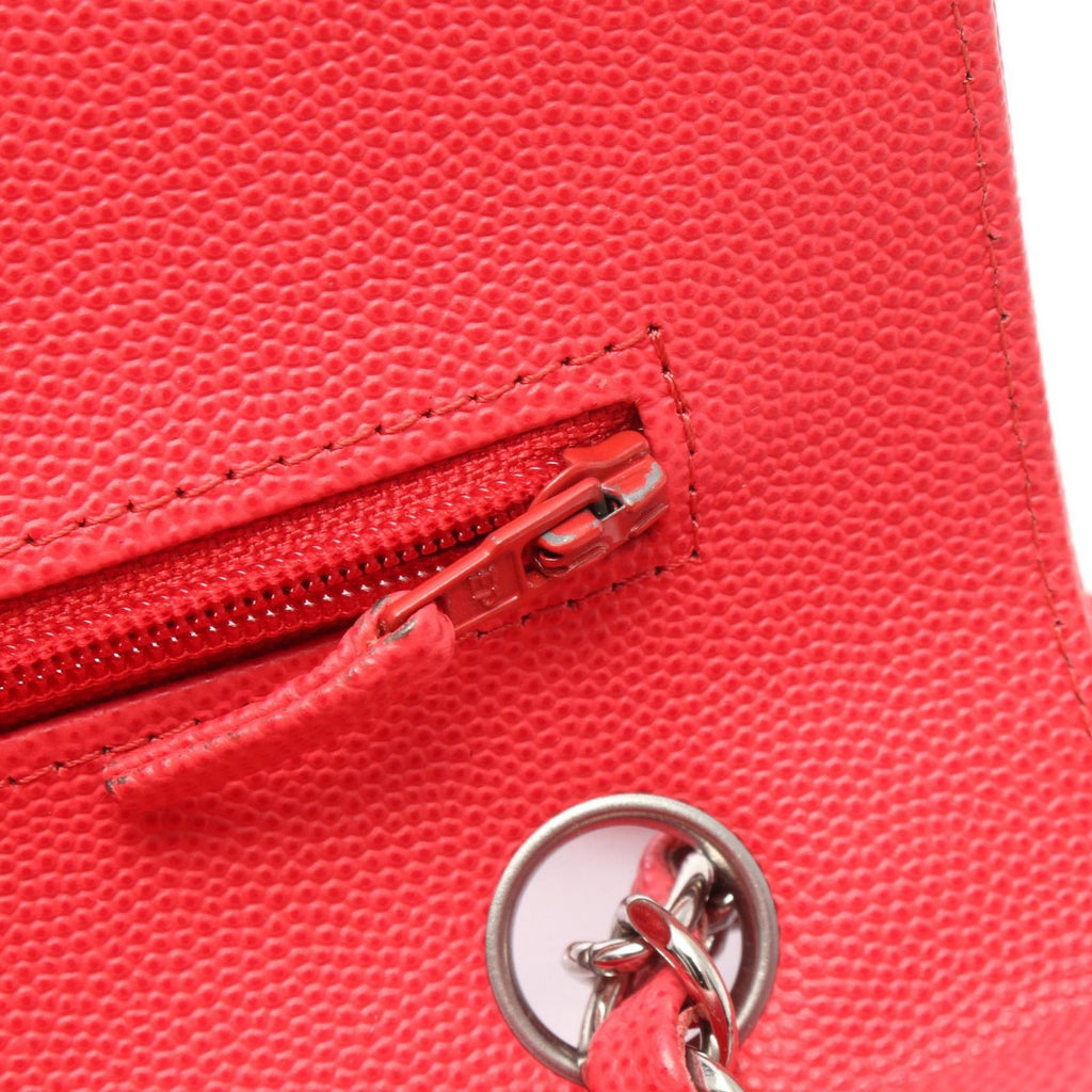 Chanel Shoulder Bag Quilted Double Flap Pink Red Caviar Leather Chez Blanc — view 8