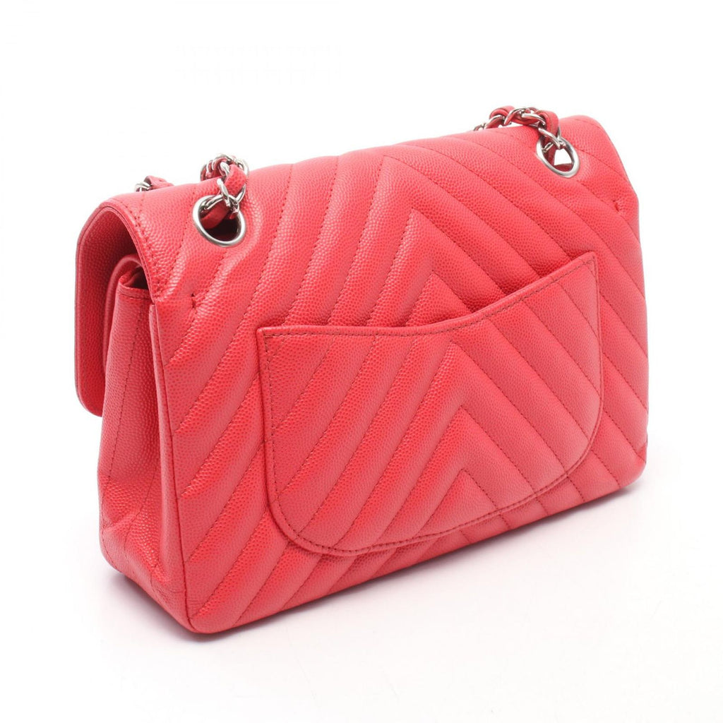 Chanel Shoulder Bag Quilted Double Flap Pink Red Caviar Leather Chez Blanc — view 2