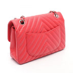 Chanel Shoulder Bag Quilted Double Flap Pink Red Caviar Leather Chez Blanc — view 2