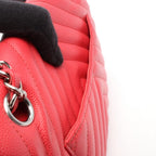 Chanel Shoulder Bag Quilted Double Flap Pink Red Caviar Leather Chez Blanc — view 6