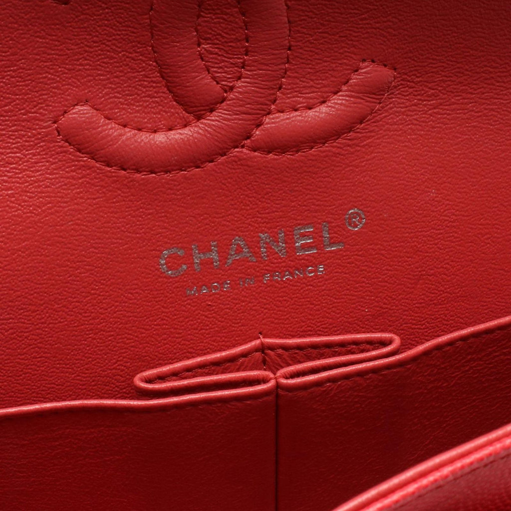 Chanel Shoulder Bag Quilted Double Flap Pink Red Caviar Leather Chez Blanc — view 4