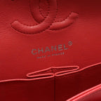 Chanel Shoulder Bag Quilted Double Flap Pink Red Caviar Leather Chez Blanc — view 4