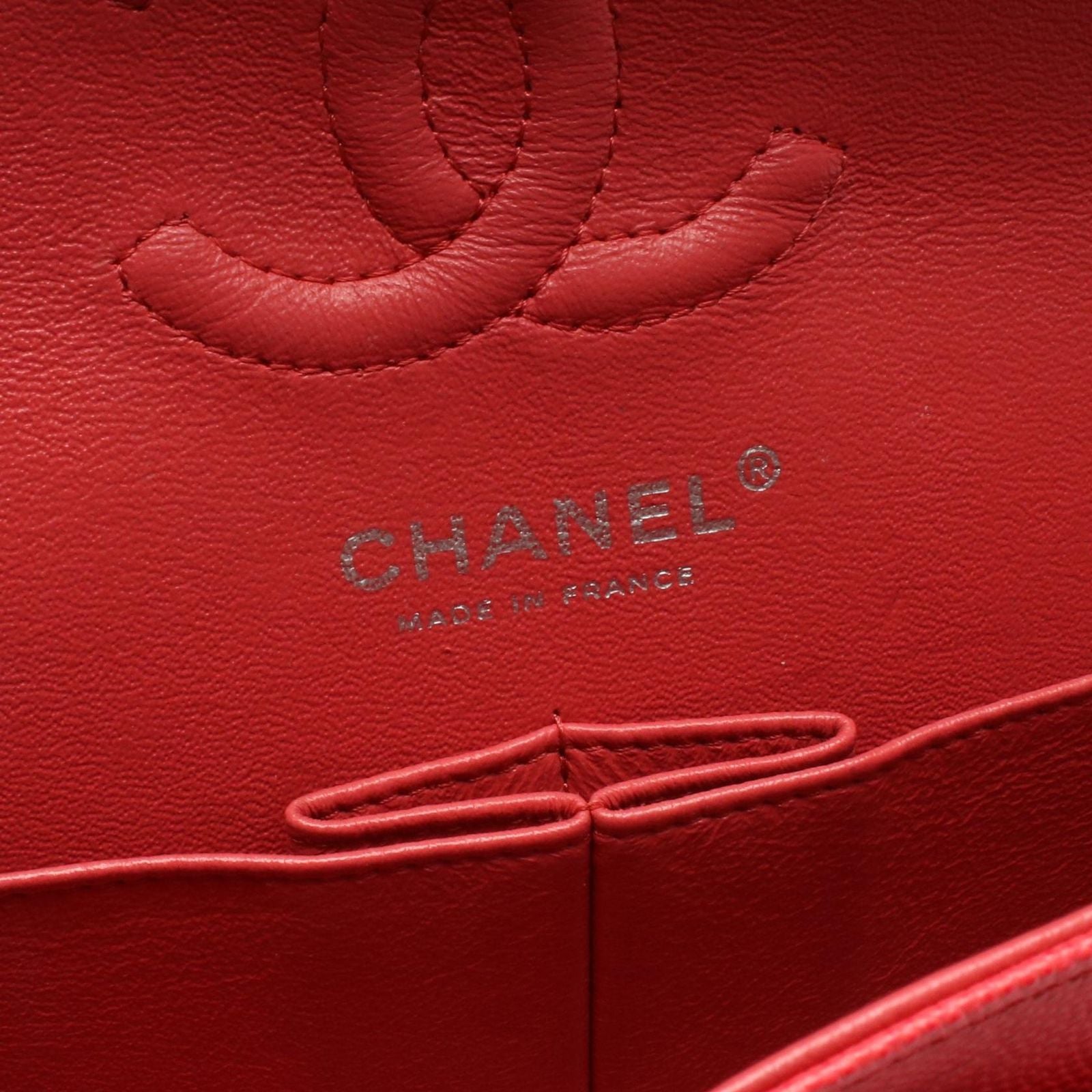 Chanel Shoulder Bag Quilted Double Flap Pink Red Caviar Leather Chez Blanc — view 4