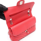 Chanel Shoulder Bag Quilted Double Flap Pink Red Caviar Leather Chez Blanc — view 7
