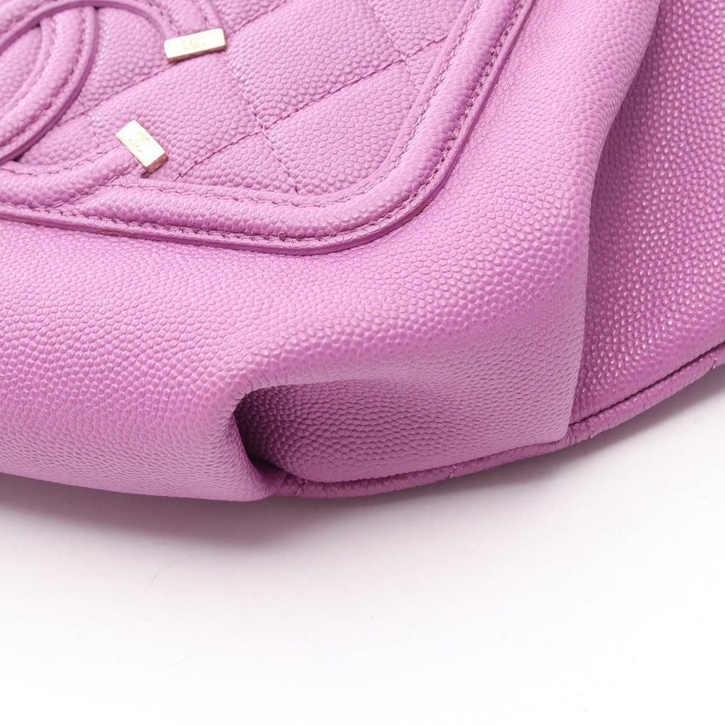 Chanel Waist Bag CC Filigree Purple Caviar Leather CC Quilted — view 7