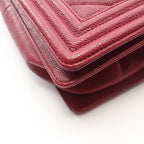Chanel Shoulder Bag Boy Wine Red Caviar Leather Boy Stitch Chain — view 9