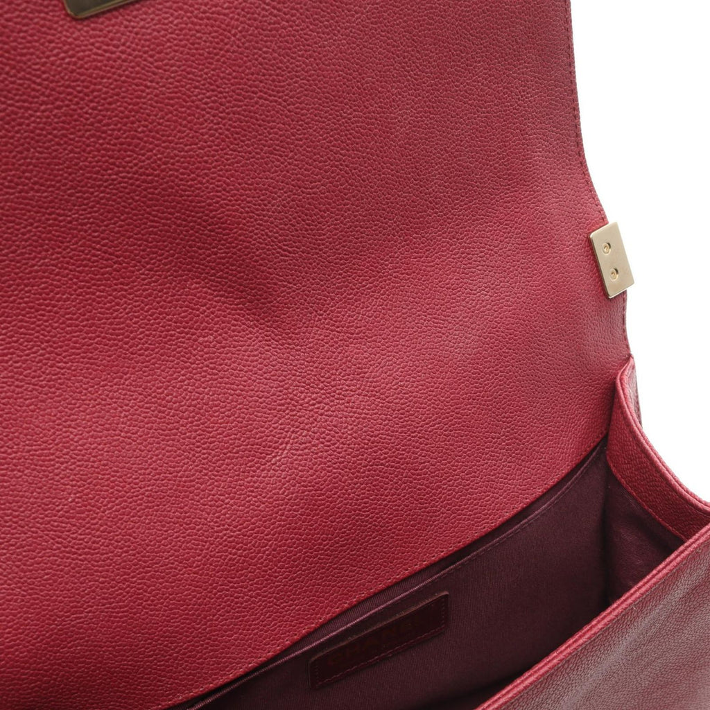 Chanel Shoulder Bag Boy Wine Red Caviar Leather Boy Stitch Chain — view 8
