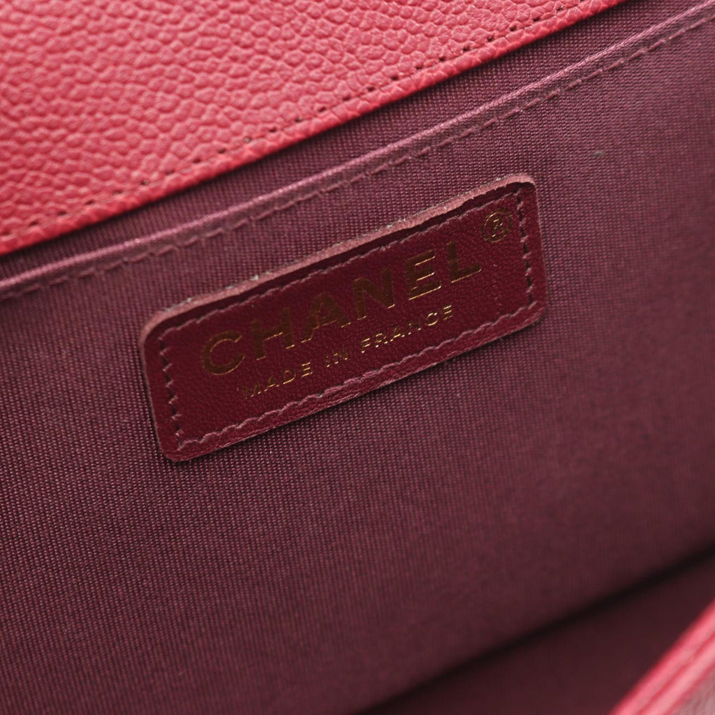 Chanel Shoulder Bag Boy Wine Red Caviar Leather Boy Stitch Chain — view 4