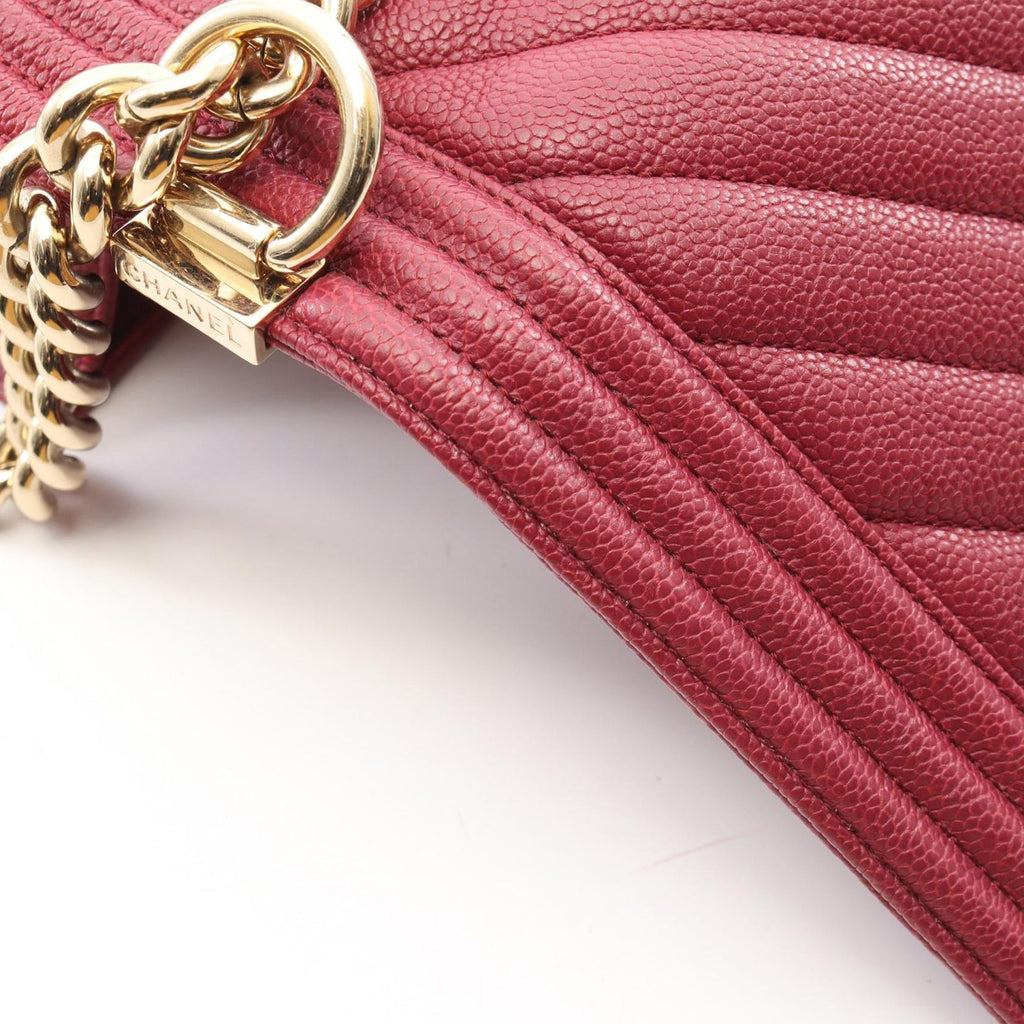 Chanel Shoulder Bag Boy Wine Red Caviar Leather Boy Stitch Chain — view 6