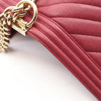 Chanel Shoulder Bag Boy Wine Red Caviar Leather Boy Stitch Chain — view 6