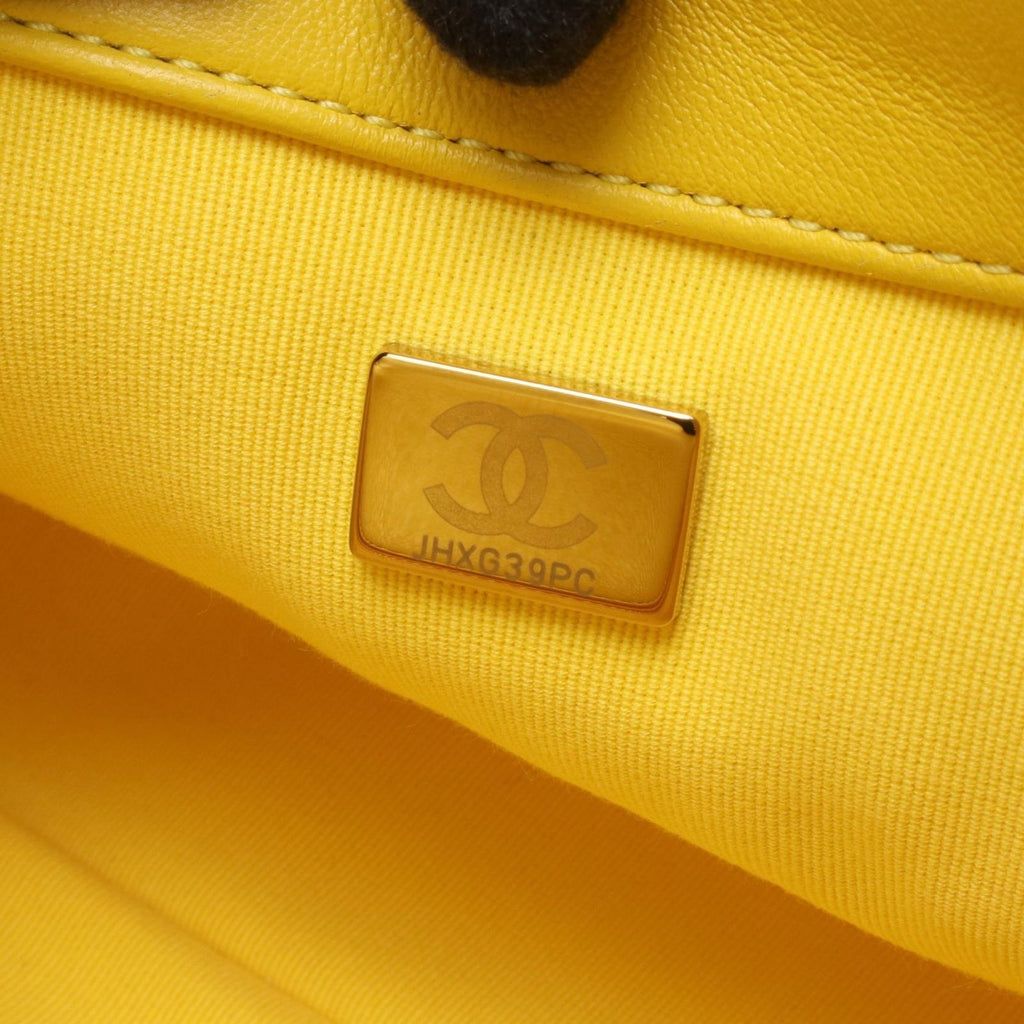 Chanel Shoulder Bag Mini Quilted Yellow Leather Small Flap Chain — view 5