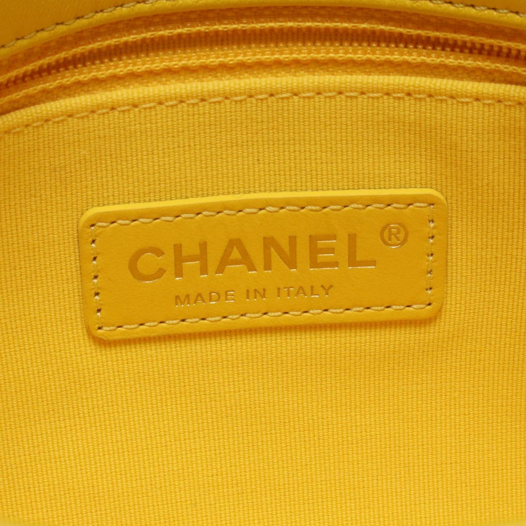 Chanel Shoulder Bag Mini Quilted Yellow Leather Small Flap Chain — view 4