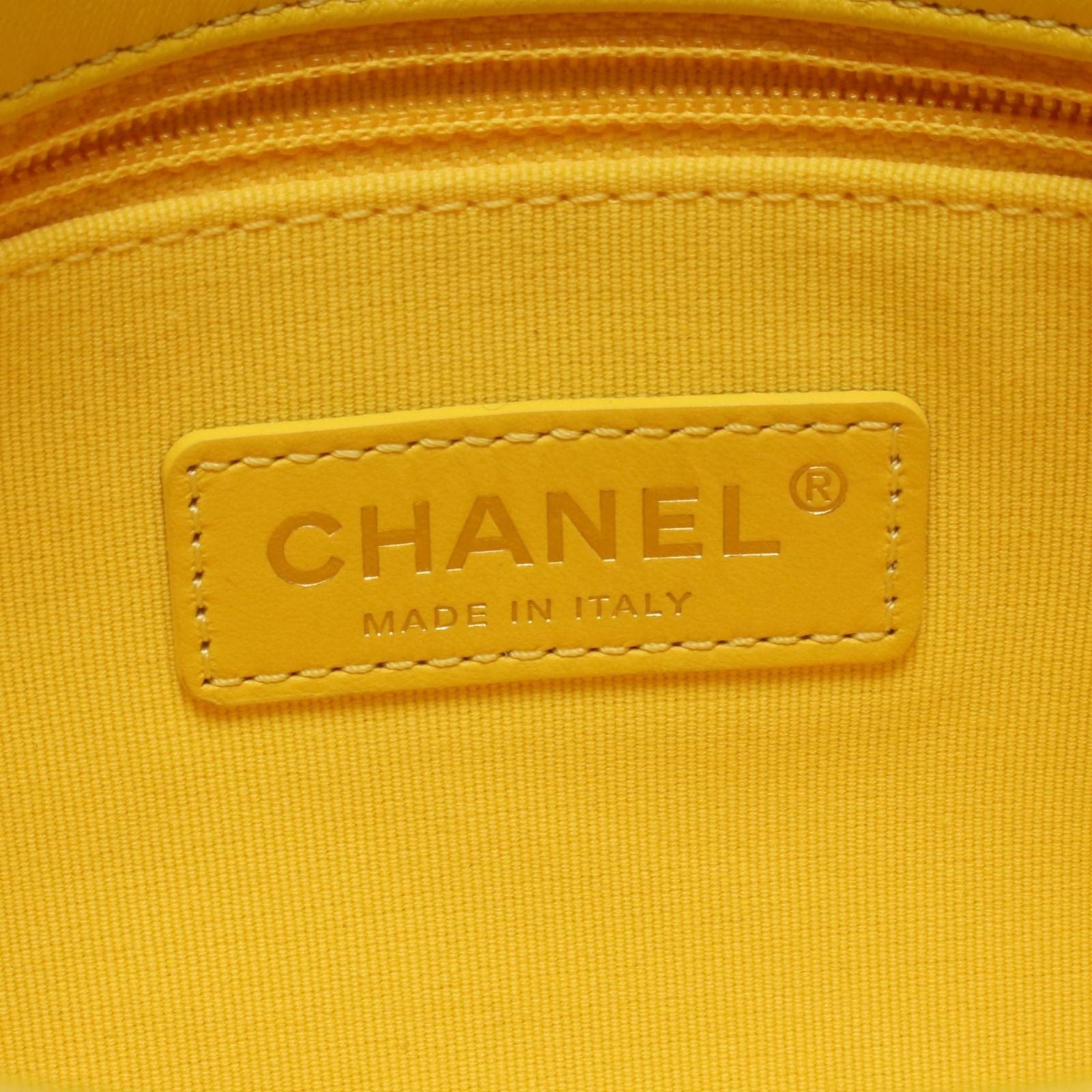 Chanel Shoulder Bag Mini Quilted Yellow Leather Small Flap Chain — view 4