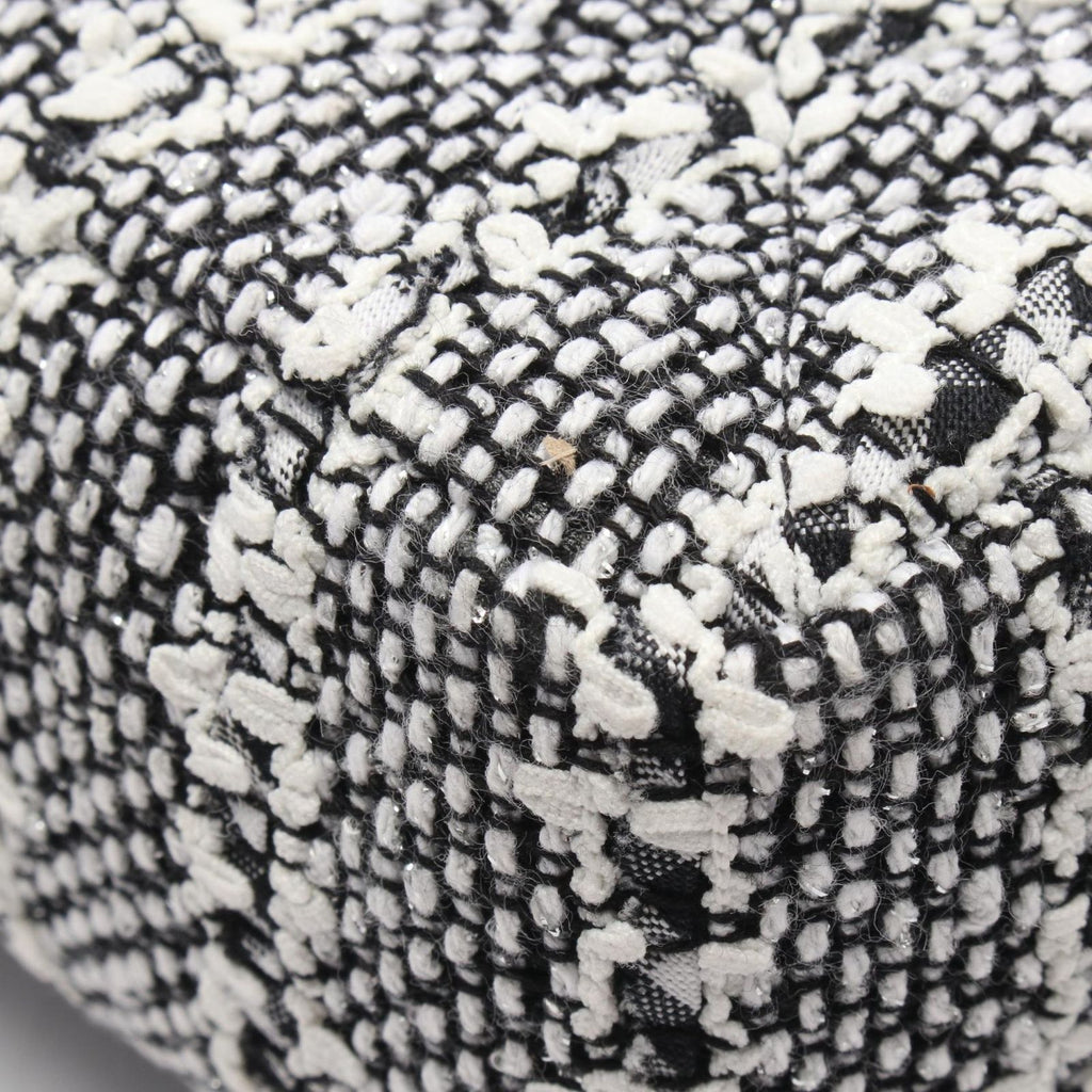 Chanel Shoulder Bag Quilted Faux Pearl White Black Fabric Leather Small Flap — view 7