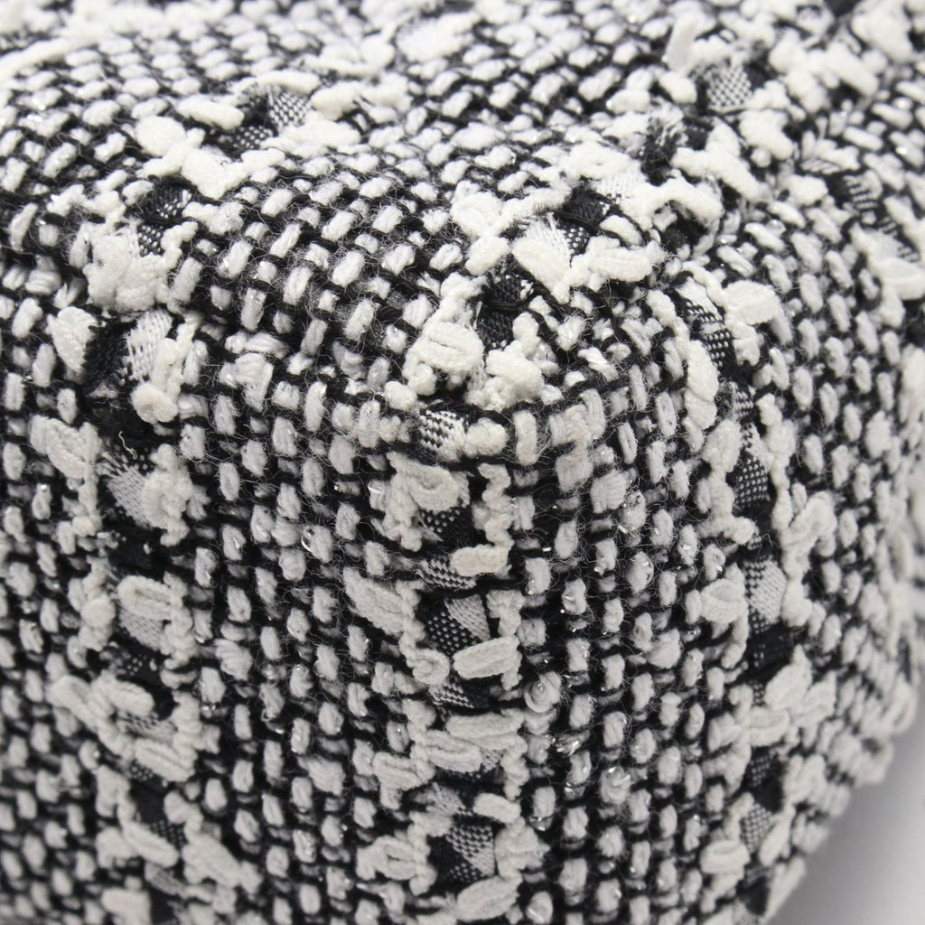 Chanel Shoulder Bag Quilted Faux Pearl White Black Fabric Leather Small Flap — view 6