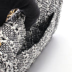 Chanel Shoulder Bag Quilted Faux Pearl White Black Fabric Leather Small Flap — view 8