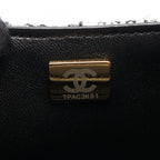Chanel Shoulder Bag Quilted Faux Pearl White Black Fabric Leather Small Flap — view 5