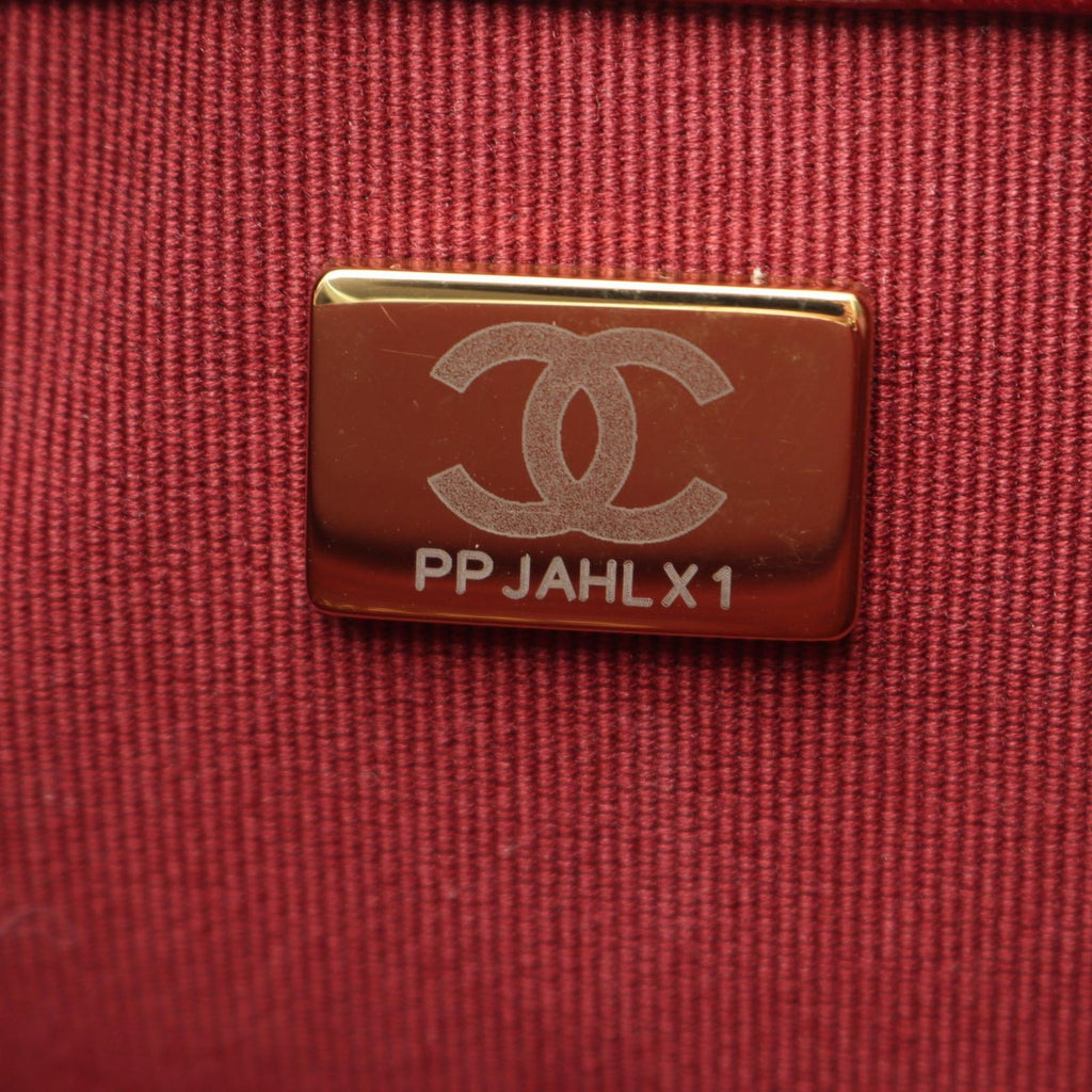 Chanel Shoulder Bag Quilted Small Wine Red Lambskin Chain — view 5
