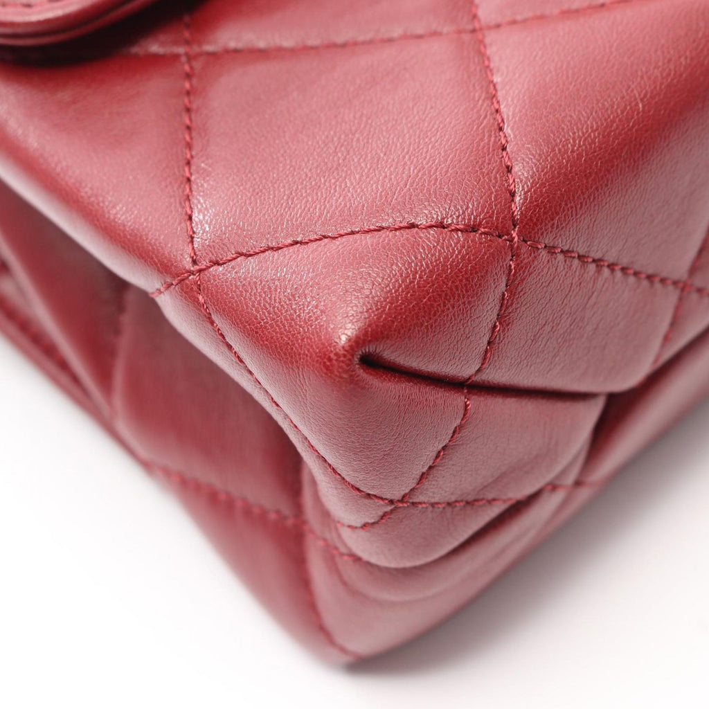 Chanel Shoulder Bag Quilted Small Wine Red Lambskin Chain — view 9