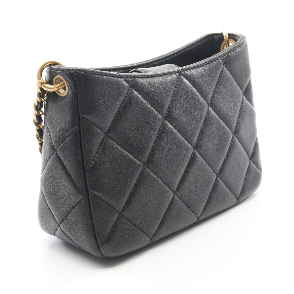 Chanel Shoulder Bag Quilted Hobo Black Lambskin — view 2