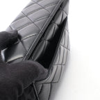 Chanel Shoulder Bag Quilted Box Chain Black Lambskin — view 6