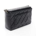 Chanel Shoulder Bag Quilted Box Chain Black Lambskin — view 2