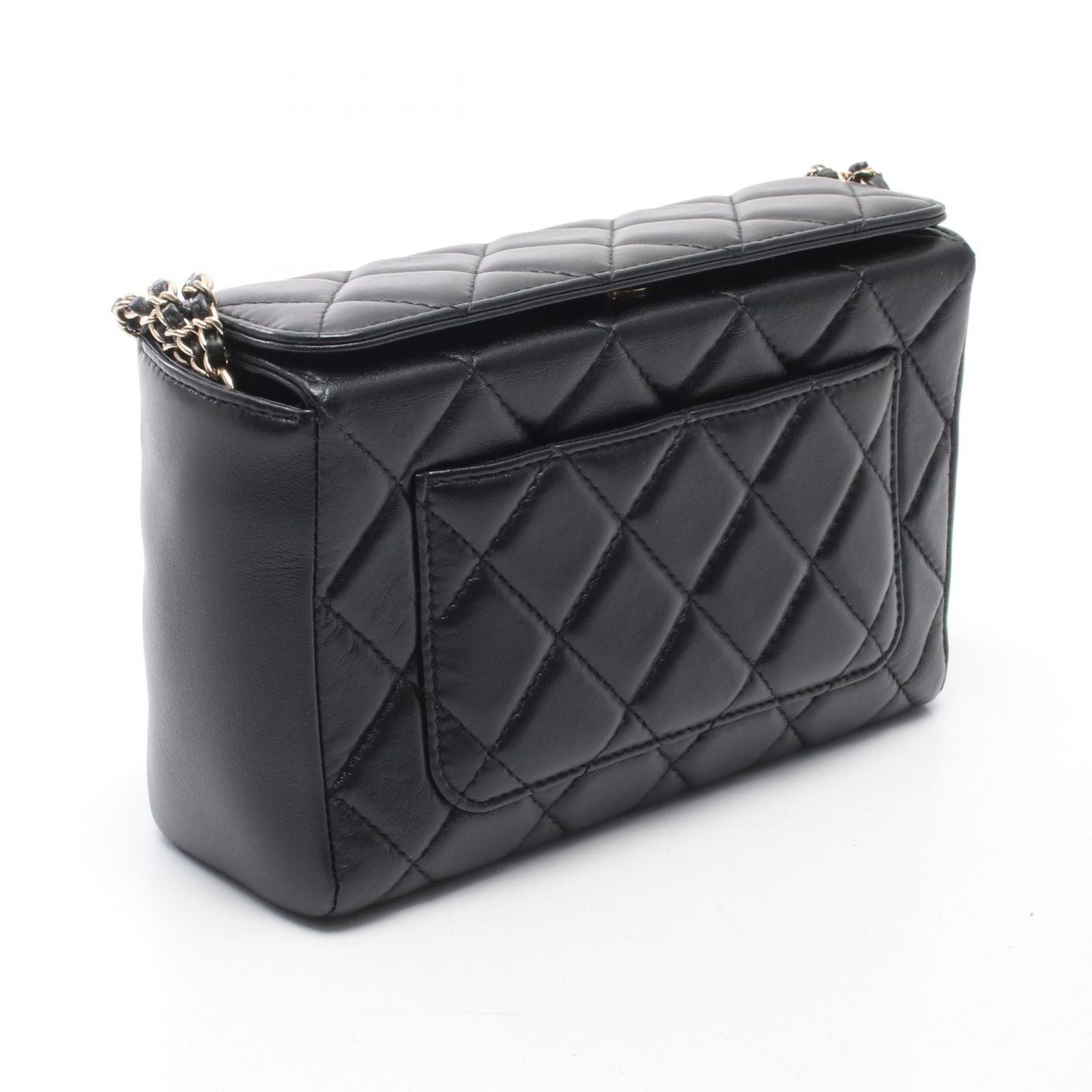 Chanel Shoulder Bag Quilted Box Chain Black Lambskin — view 2