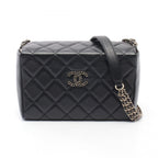 Chanel Shoulder Bag Quilted Box Chain Black Lambskin