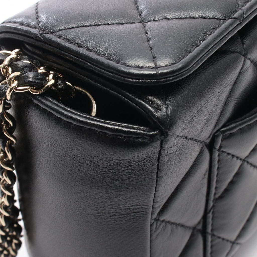 Chanel Shoulder Bag Quilted Box Chain Black Lambskin — view 7