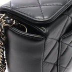 Chanel Shoulder Bag Quilted Box Chain Black Lambskin — view 7