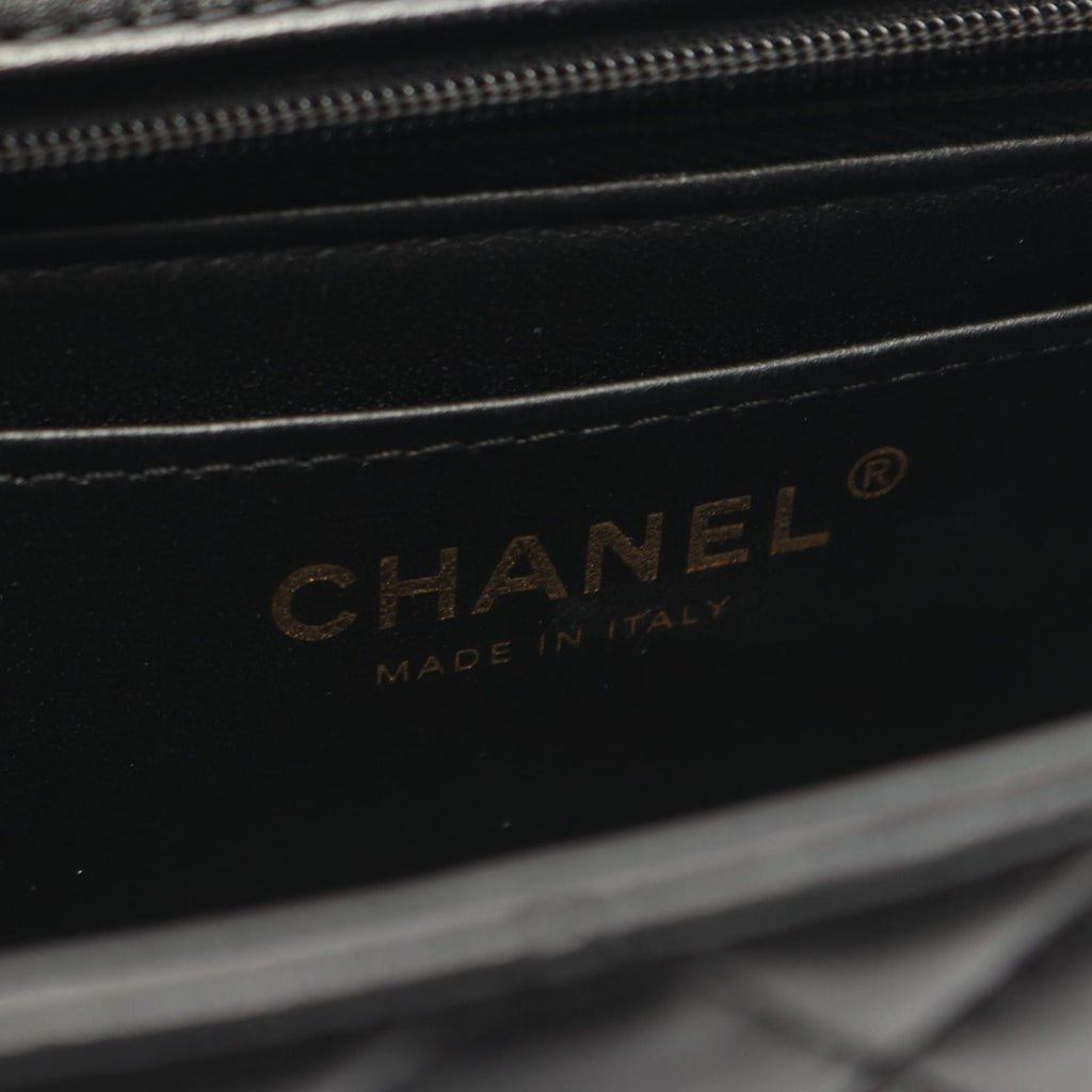 Chanel Shoulder Bag Quilted Top Handle Black 2-Way Lambskin Top Plastic Chain — view 4