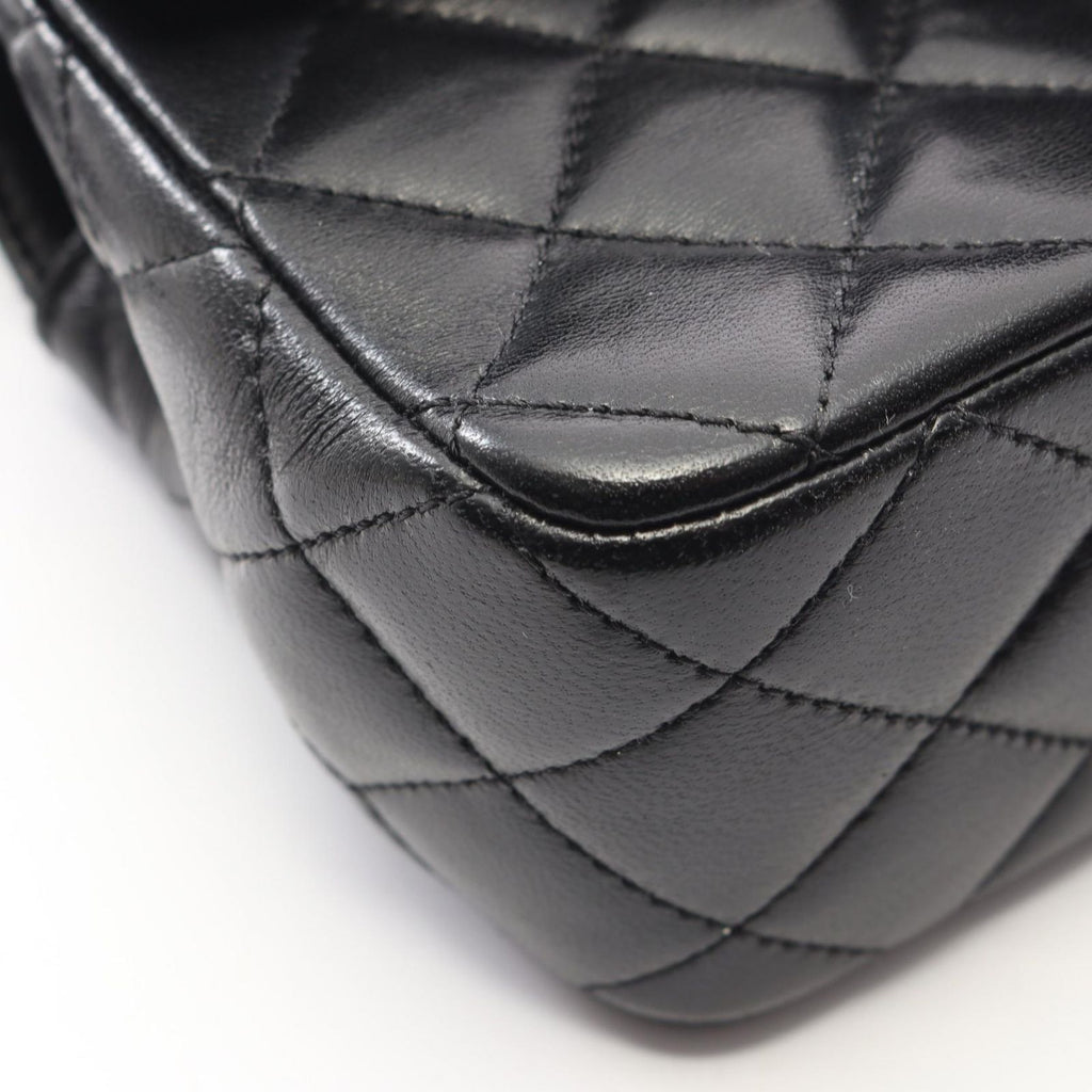 Chanel Shoulder Bag Quilted Top Handle Black 2-Way Lambskin Top Plastic Chain — view 7