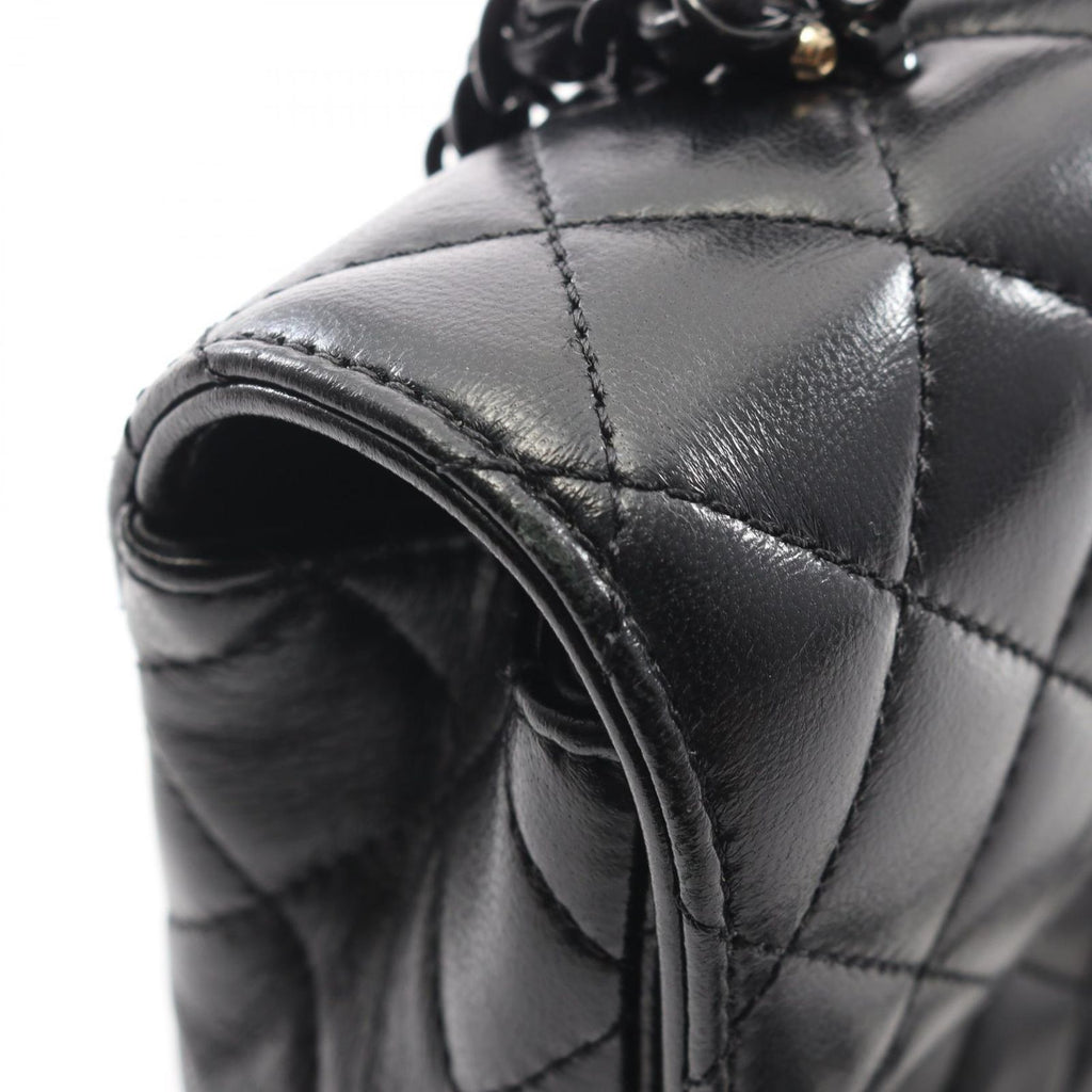 Chanel Shoulder Bag Quilted Top Handle Black 2-Way Lambskin Top Plastic Chain — view 9