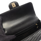 Chanel Shoulder Bag Quilted Top Handle Black 2-Way Lambskin Top Plastic Chain — view 6