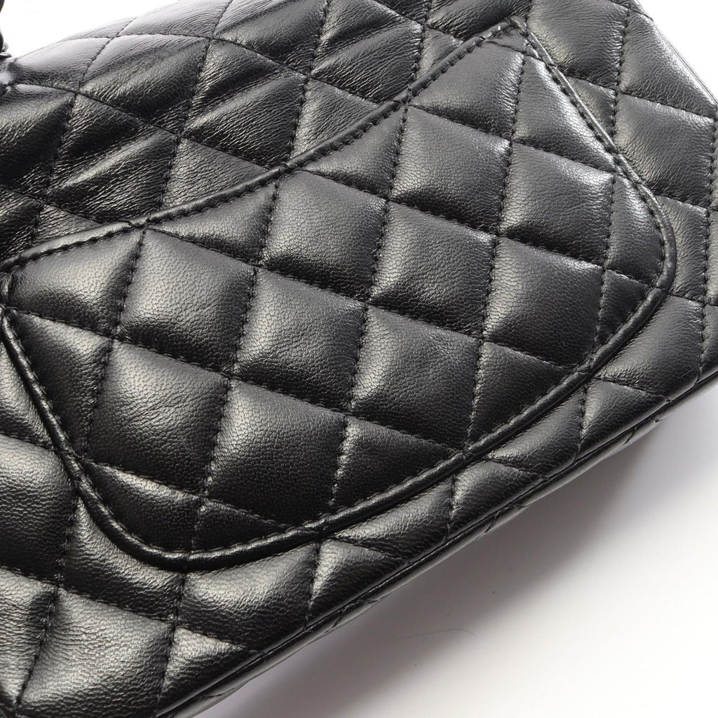 Chanel Shoulder Bag Quilted Top Handle Black 2-Way Lambskin Top Plastic Chain — view 8