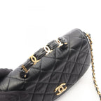 Chanel Shoulder Bag Quilted Top Handle Black Leather Top Small Flap — view 9
