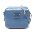 Chanel Shoulder Bag Quilted Small Blue Leather