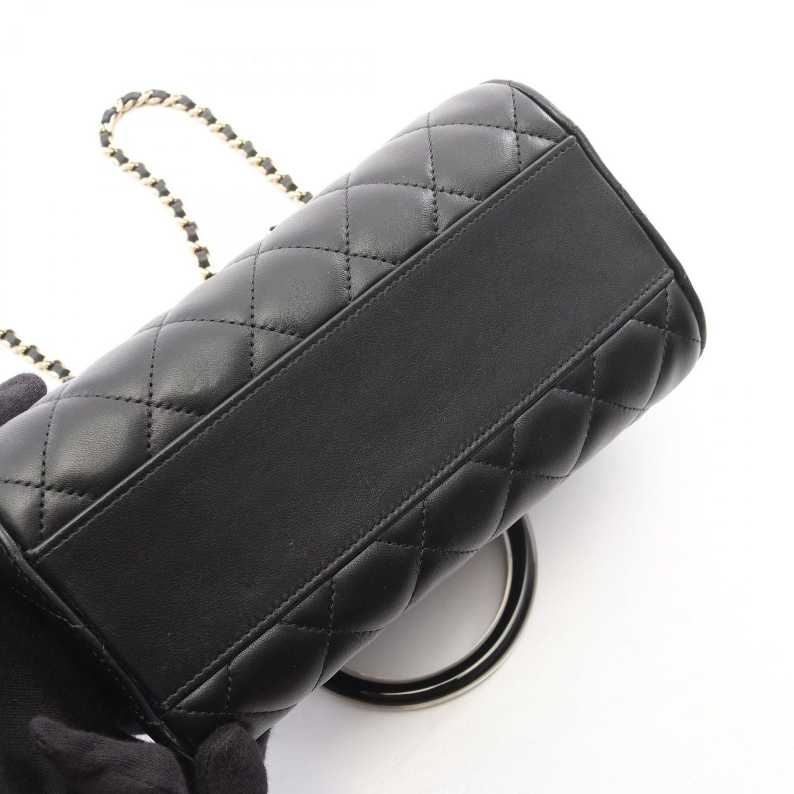 Chanel Quilted 2-Way Black Lambskin Mini Boston — view 7