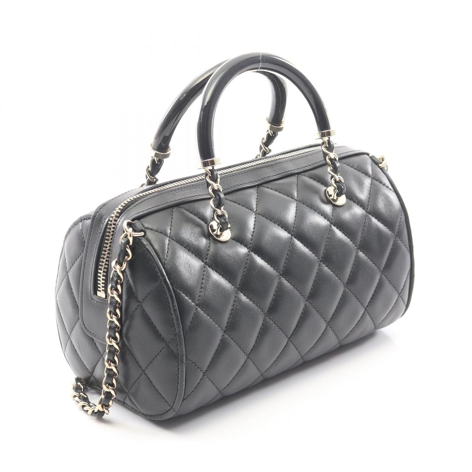 Chanel Quilted 2-Way Black Lambskin Mini Boston — view 2