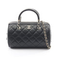 Chanel Quilted 2-Way Black Lambskin Mini Boston