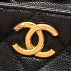 Chanel Shoulder Bag Quilted Drawstring Black Caviar Leather — view 7