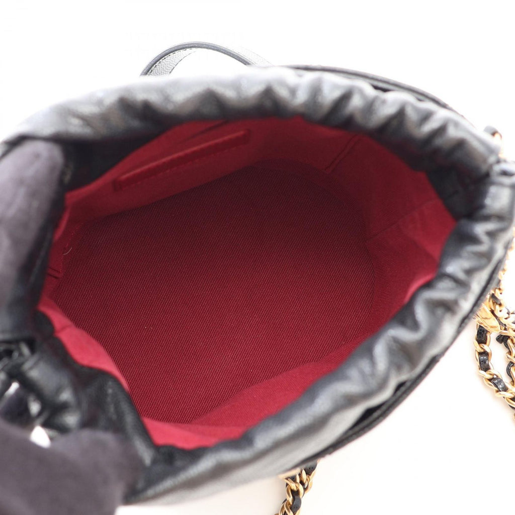 Chanel Shoulder Bag Quilted Drawstring Black Caviar Leather — view 3