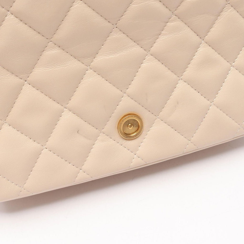 Chanel Shoulder Bag Quilted Beige Leather CC Logo Chain — view 6